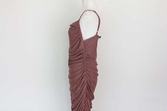 Pale purple ruched form-fitting midi dress - XL