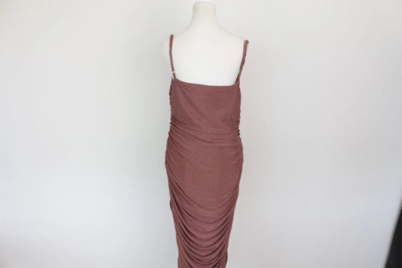 Pale purple ruched form-fitting midi dress - XL