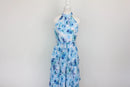 Blue floral print halterneck tiered maxi dress - S-1