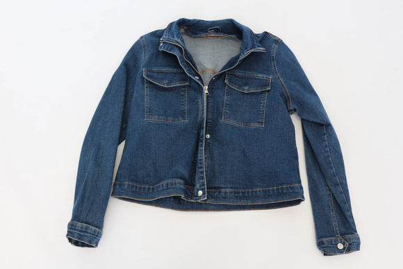 Laura Torelli dark blue denim jacket with zipper - M