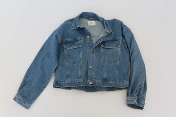 Two-Tone Light Blue & Grey Denim Jacket – M
