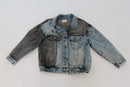 Light blue and light grey denim jacket with elastic waistband - M-3