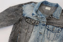 Light blue and light grey denim jacket with elastic waistband - M-4