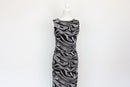 Black and white patterned sleeveless form-fitting maxi dress - M-1