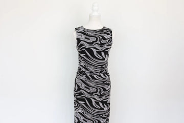 Black & White Patterned Sleeveless Maxi Dress – Size M | Thrift Finds