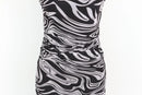Black and white patterned sleeveless form-fitting maxi dress - M-3