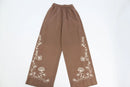 Paramount brown cotton pants with white embroidery - S-1