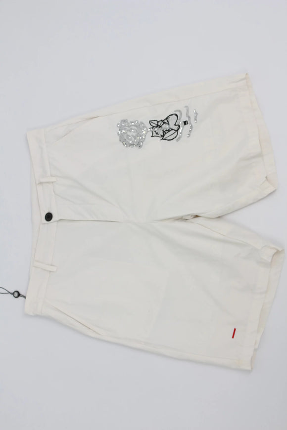 Bogart white high-waisted shorts with sequined embroidery - M