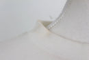White jersey with cinched waist and black beaded flowers - M-4
