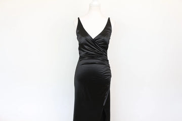Black Strappy Bodycon Dress with Thigh Slit – Size M | Thrift Finds