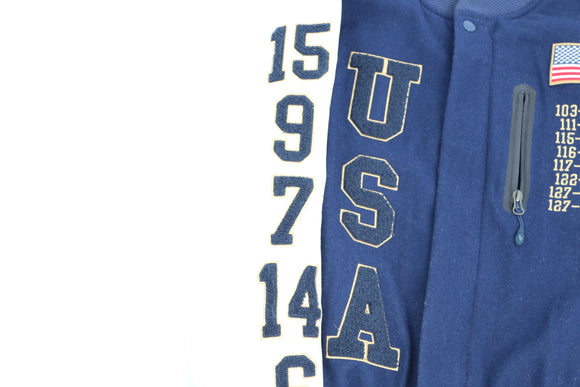 Nike USA letterman jacket with white leather sleeves - M