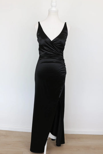 Black Strappy Bodycon Dress with Thigh Slit – Size M | Thrift Finds - 0
