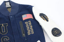 Nike USA letterman jacket with white leather sleeves - M-4