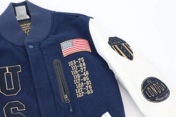 Nike USA letterman jacket with white leather sleeves - M