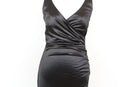 Black form-fitting strap dress with slit - M-3