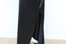 Black form-fitting strap dress with slit - M-4