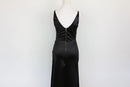 Black form-fitting strap dress with slit - M-6