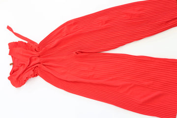 Red Sleeveless Frill Drawstring Jumpsuit – M - 0