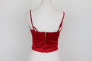 Bright red strap corset crop top - L-3