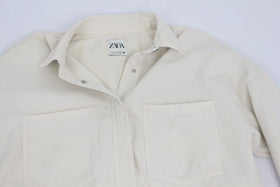 ZARA white denim shirt with silver snap buttons - S - 0