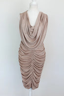 Champagne-coloured sparkled ruched midi dress - XL-2