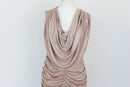 Champagne-coloured sparkled ruched midi dress - XL-3