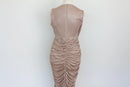 Champagne-coloured sparkled ruched midi dress - XL-5