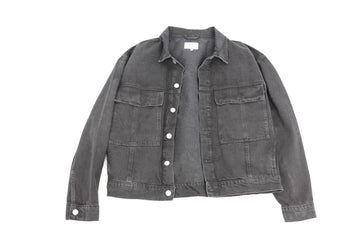 C&A black denim jacket with engraved silver buttons - L