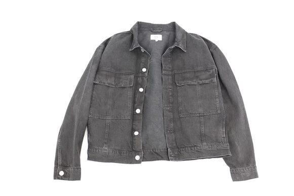 C&A black denim jacket with engraved silver buttons - L