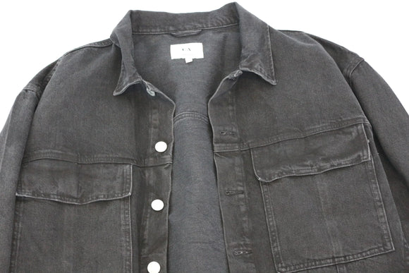 C&A black denim jacket with engraved silver buttons - L