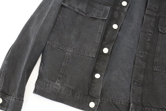 C&A black denim jacket with engraved silver buttons - L