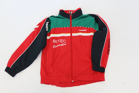 Hummel red tracksuit jacket with navy sleeves - L