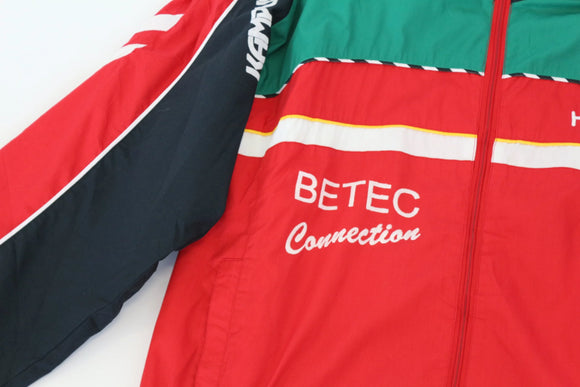 Hummel red tracksuit jacket with navy sleeves - L