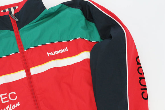 Hummel red tracksuit jacket with navy sleeves - L
