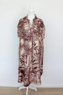 Maroon and peach jungle-patterned shirt dress - M-2