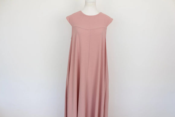 Pastel pink A-line sleeveless maxi dress - L