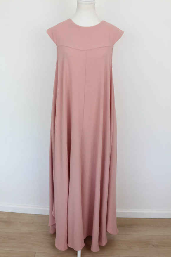 Pastel pink A-line sleeveless maxi dress - L