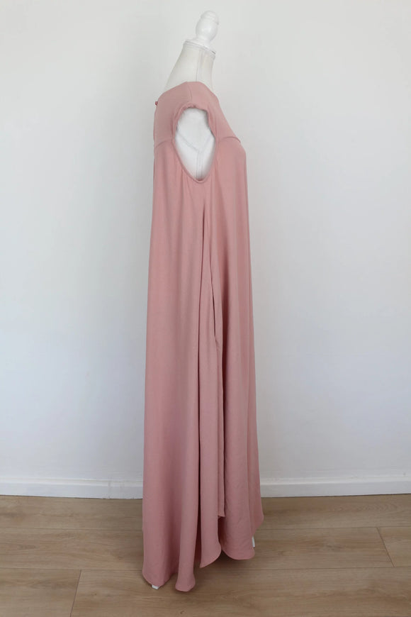 Pastel pink A-line sleeveless maxi dress - L