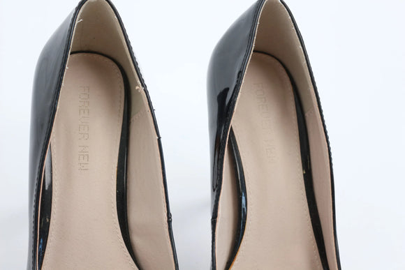 Forever New black pointed patent leather stilettos - 38