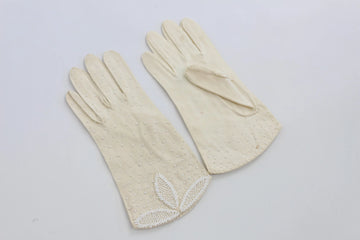 Off-White Beaded Dress Gloves – S