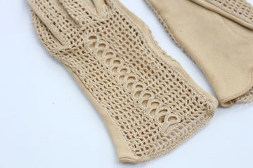 Beige Crochet Detail Dress Gloves – S - 0