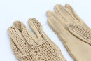 Beige gloves with crochet detailing - S-3