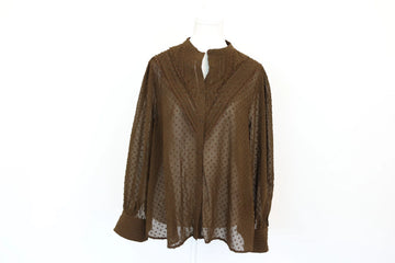 Dark Green Embroidered Long-Sleeve Shirt – Size S | Brand new