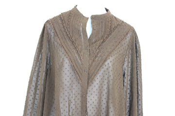 Dark Green Embroidered Long-Sleeve Shirt – Size S | Brand new - 0