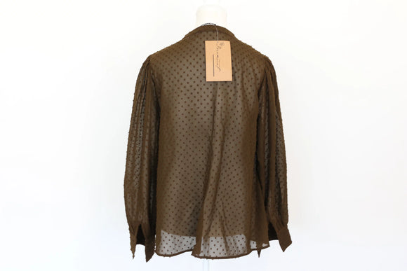 Paramount dark green long-sleeved embroided shirt - S
