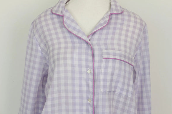 Purple checkered shirt with breast pocket - S