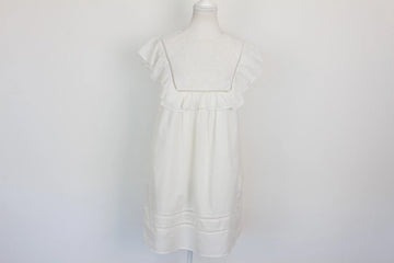 White Frilled Embroidered Mini Dress – Size 8 | Brand new