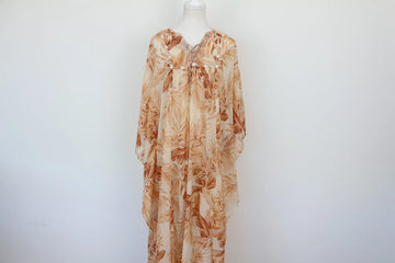 Peach Floral Dress with White Shell Detail – Size XL | Brand new