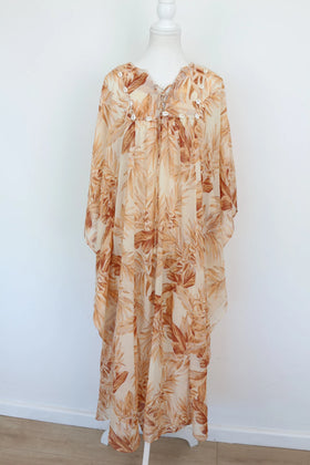 Paramount peach floral dress with white shell detailing - XL - 0