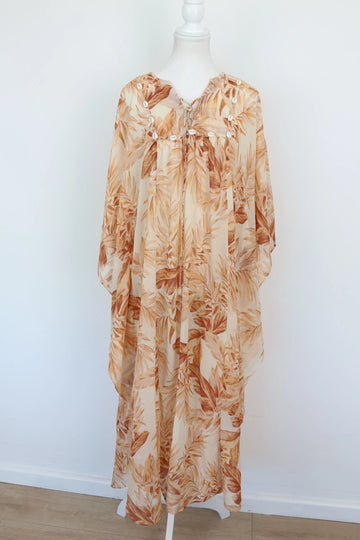 Peach Floral Dress with White Shell Detail – Size XL | Brand new - 0